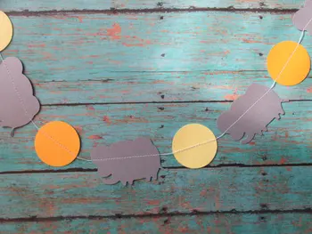 

Greys and Yellows Elephant Garland - Paper Garland, Baby Showers, Shower Garland, Elephant Theme, Greys Yellow Elephant