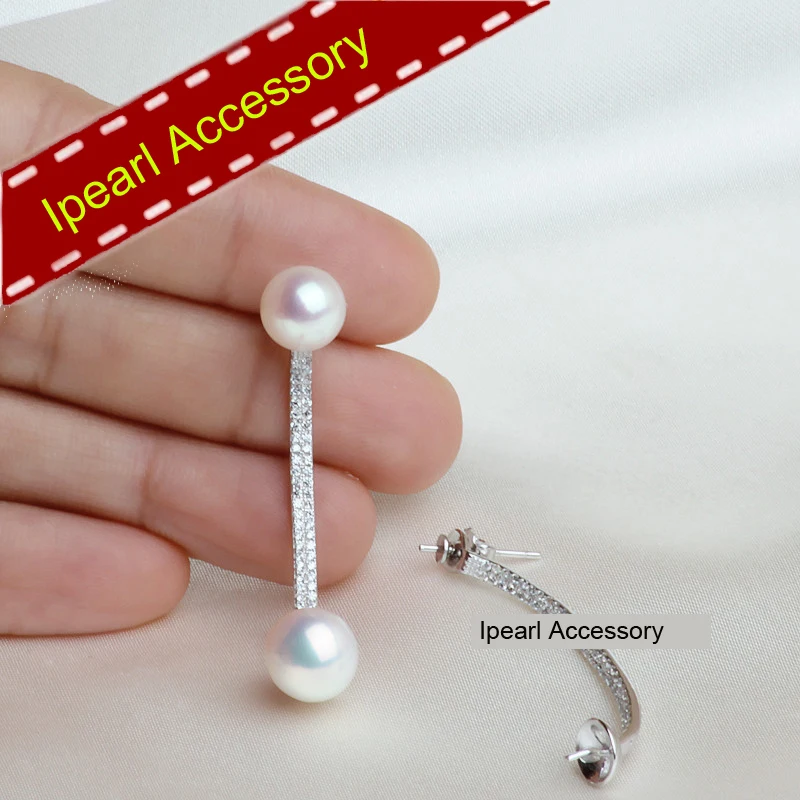 S925 Sterling Silver Earrings Women DIY Pearl