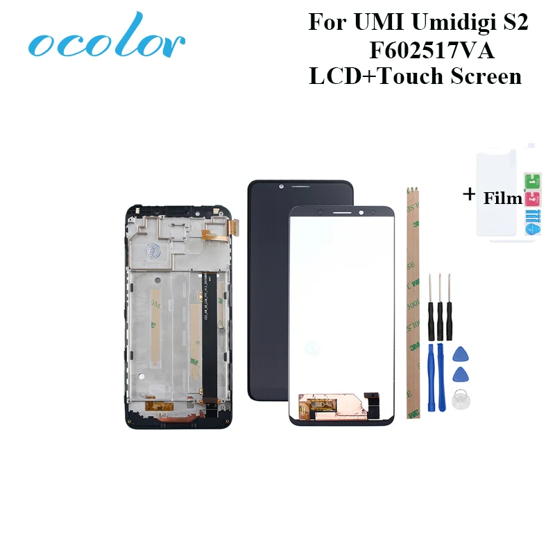 Ocolor для UMI Umidigi S2 F602517VA ЖК-дисплей и сенсорный экран+ рамка дигитайзер Замена+ Инструменты+ закаленное стекло для UMI S2