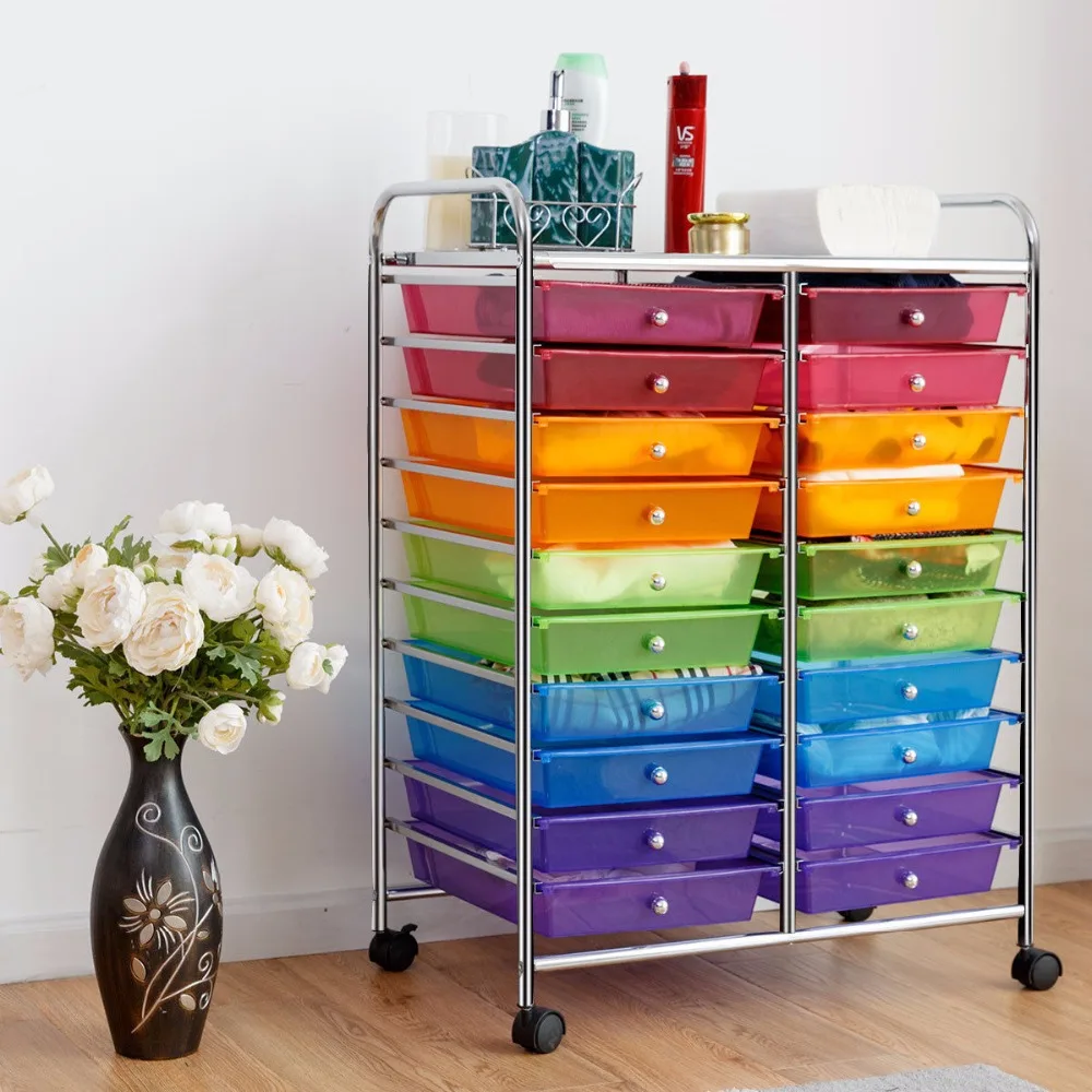 Giantex 20 Drawer Rolling Storage Cart Tools Scrapbook Paper Office School Organizer 25 x 15 x 35 Inch, Black