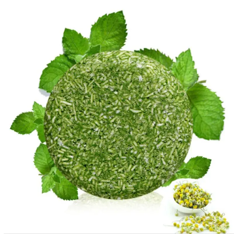 

1Pc Mint Extract Essential Oil Round Soap Fragrant Smooth Shampoo Bar Repair Deep Clean Nourishing Hair Care Anti Dandruff