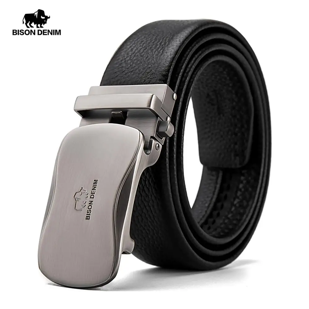 

BISON DENIM Genuine Leather Men Belt Male Strap Automatic Belt Luxury Strap High Quality Fashion Black Belt for Men Brand N71483