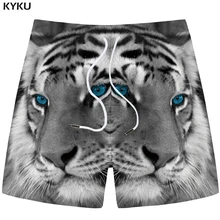 KYKU тигровые шорты, мужские серые шорты с животным принтом, пляжные шорты с 3d принтом, повседневные Хип-хоп мужские шорты для фитнеса, летние модные новые
