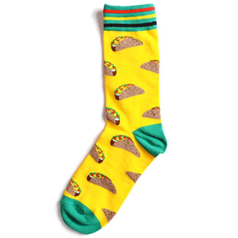 Носки в стиле Харадзюку С Рисунком пиццы, вина, японские носки в стиле хип-хоп, желтые Смешные мужские носки, креативные милые носки, Calcetines Mujer - Цвет: 2