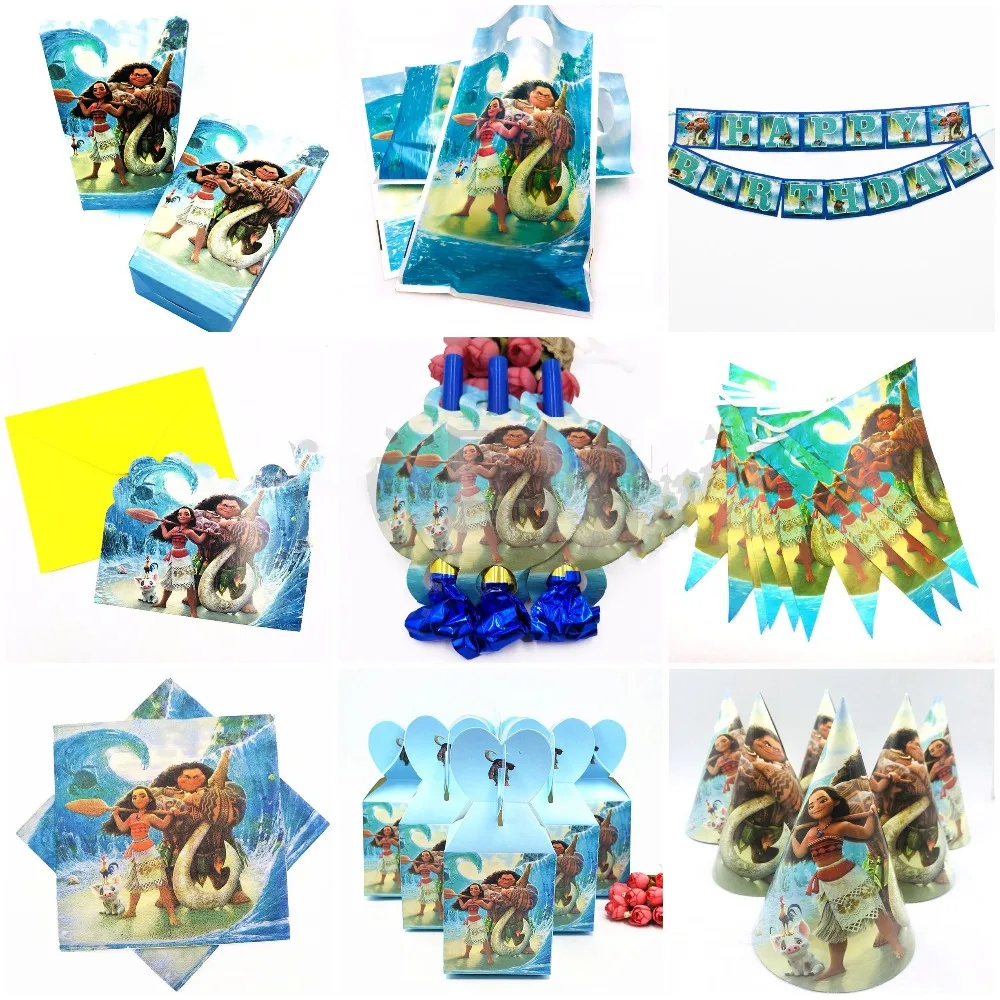 

Moana Party Supplies Cup Cartoon Theme Party For Children/Boys Baby Happy Birthday Decoration Moana Party Supplies Favors Set