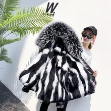 Зимняя женская куртка, меховая короткая куртка, куртка с подкладкой из меха енота, Воротник из меха