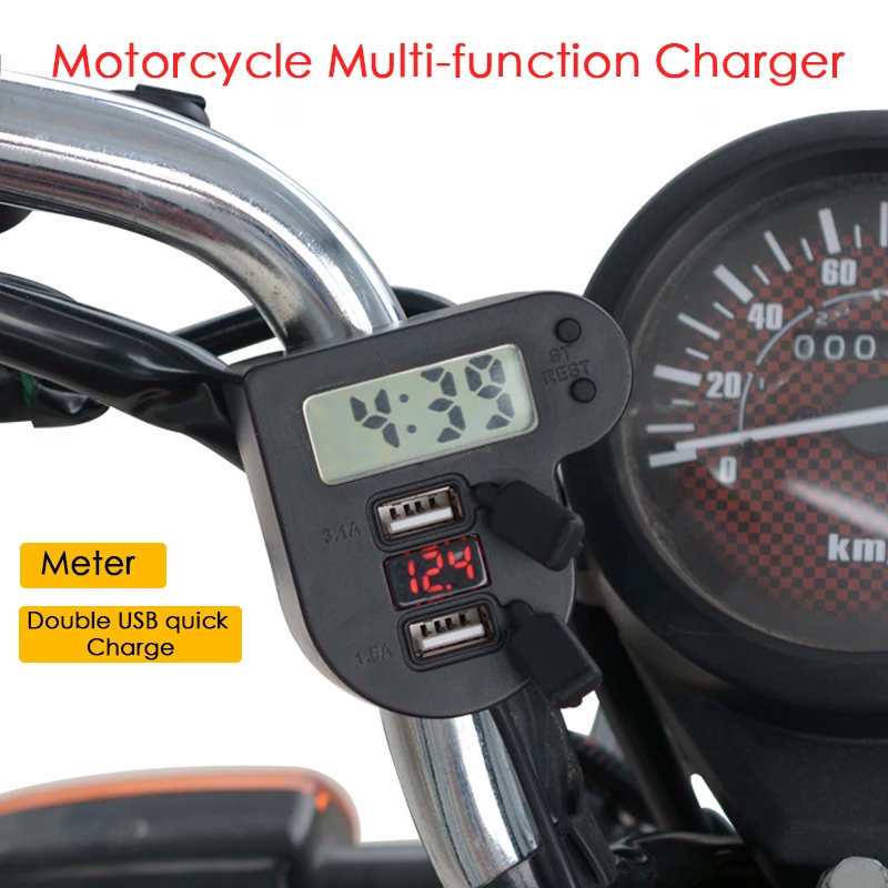 Universal USB Motorcycle Waterproof Charger Motorbike Adapter Electric Bicycle Digital Voltmeter Gauge Handlebar New Car-styling