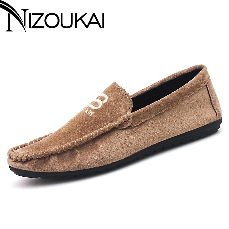 

Fashion Peas Shoes Suede Leather Men Loafers Personalized embroidery Men's Flats Male Driving Shoes