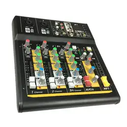 LEORY Профессиональный 4 канальный беспроводной адаптер смеситель запись Phantom Мощность для студий с живым звуком аудио DJ микшерная консоль