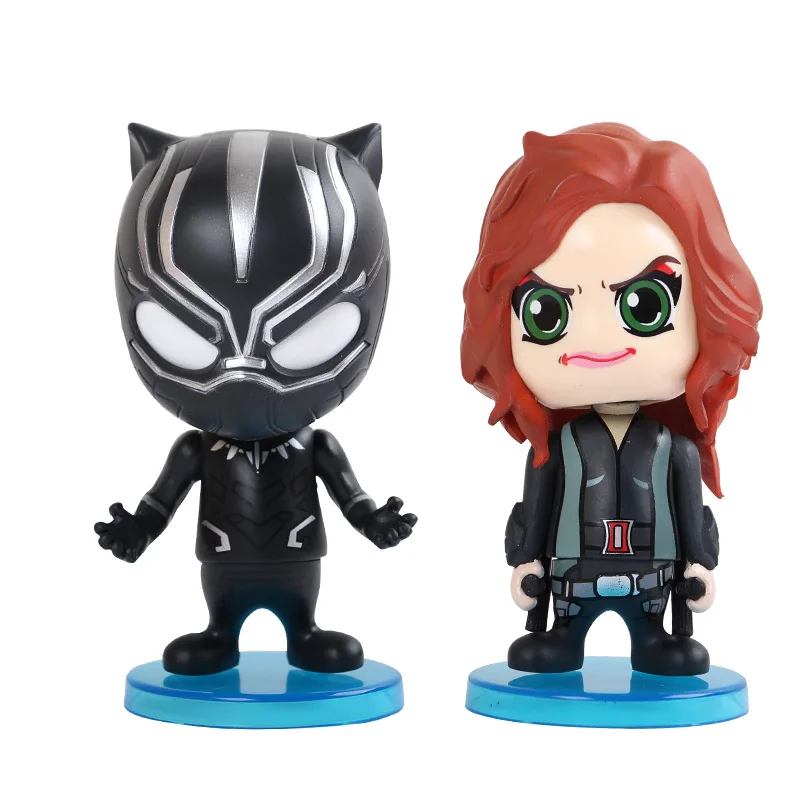 6 шт./компл. Marvel Avengers Ironman Spiderman Черная пантера Widow Vision War Machine Bubble Head автомобильные