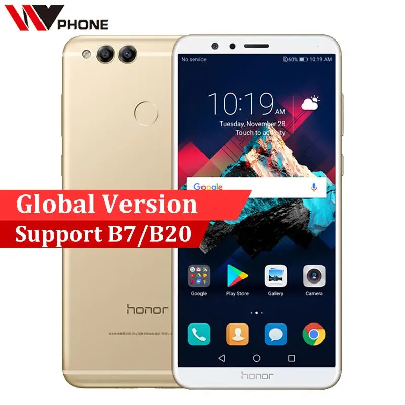 

Global Version Huawei Honor 7X 4G 64G 5.93 inch Mobile Phone Octa Core Dual Rear Camera 2160*1080P Fingerprint Android 7.0