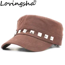 Классическая винтажная женская военная шляпа мужская модная летняя Осенняя Высококачественная теплая Регулируемая гладкая Кепка с заклепками для взрослых AD111