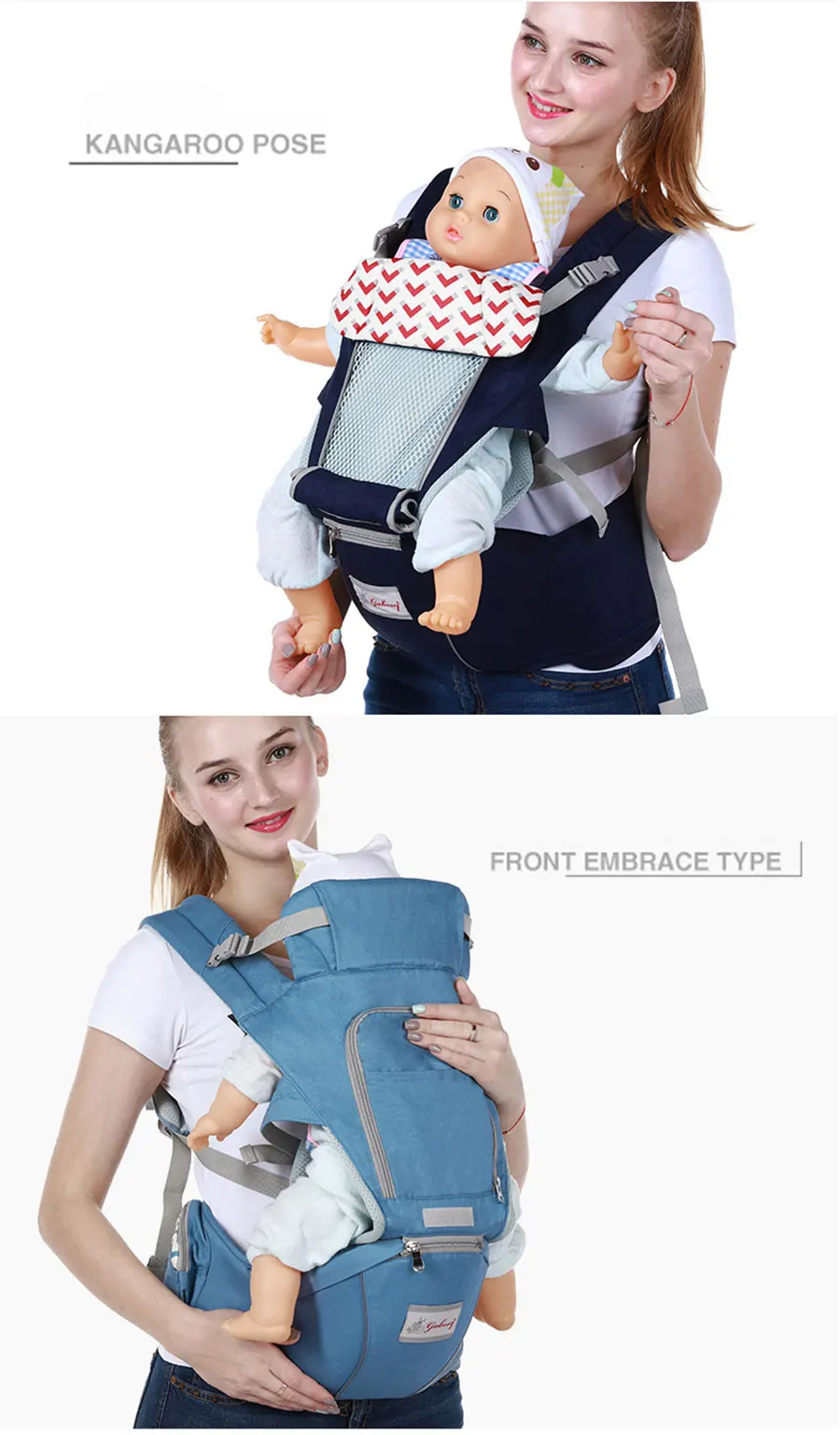 Gabesy Ergonomic Baby Carrier Infant Kid Baby Hipseat Sling Front Facing Kangaroo Baby Wrap Carrier for Baby Travel 0-36 Months