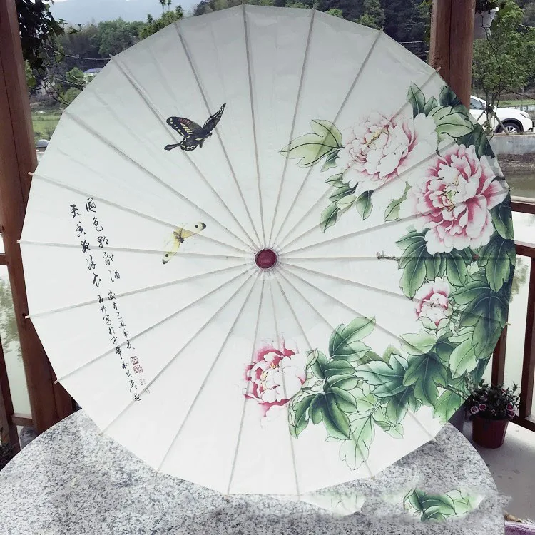 Китайский зонтик из масляной бумаги, Бамбуковая белая бумага, зонтик ручной работы, традиционный Древний зонтик, стиль, распродажа