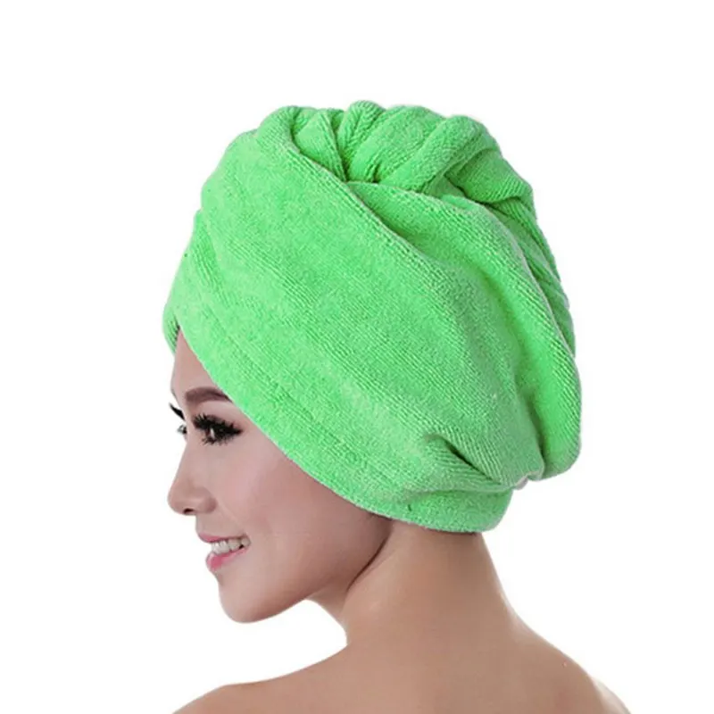 Urijk быстрая сушка волос сушильное банное полотенце Дамский душ Впитывающее микроволокно шапка для волос шапочка для купания инструменты для женщин девочек тюрбан, повязка на голову - Цвет: green