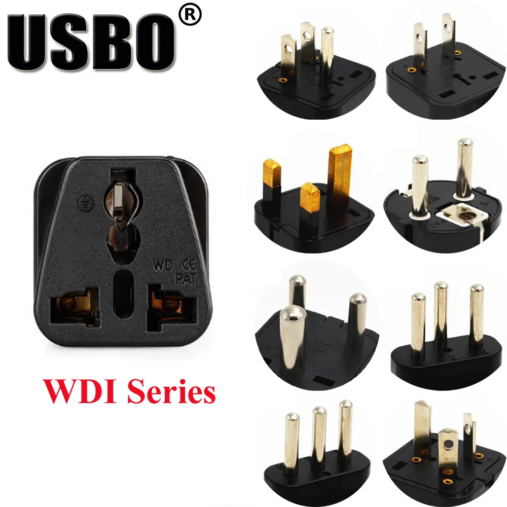 

WdI Series Black white universal power adaptor plug AU/UK/US/EU/Israel/Italy/Swiss travel adaptor plug convertor socket