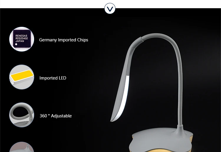 3 Level Dimmable Clover LED Sensor Desk Light Eye-protection Lamp Flexible Night Lighting (5)