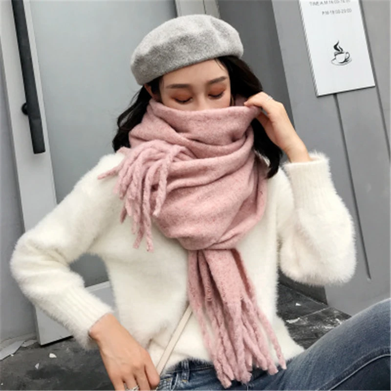 Floral Design Soild Thick Warm Winter Women Scarf Cashmere Wrap...