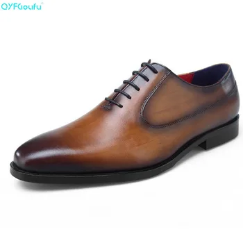 

QYFCIOUFU Brand 100% Genuine Leather Italian Formal Shoes Men Fashion Shoes Luxury Quality Handmade Designers Shoes Oxford