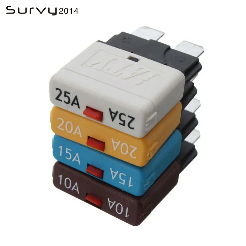 Circuit Breaker Blade Fuse ATC Automatic/Manual Reset DC28V 10A 15A 20A 25A Resettable for RVs