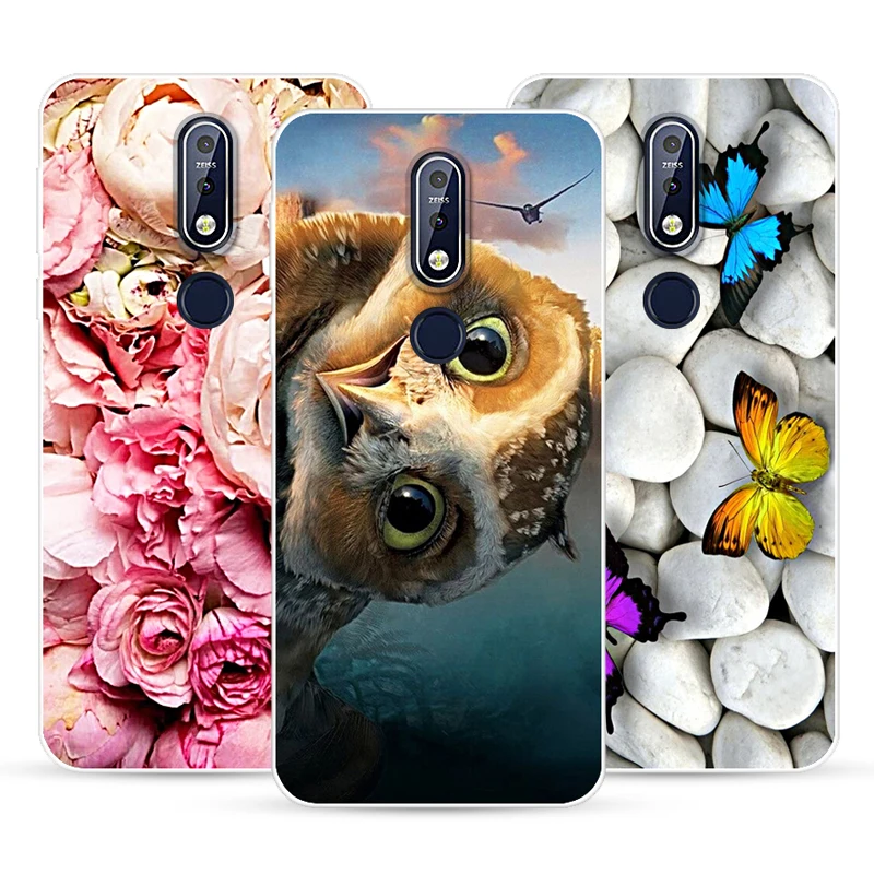Чехол для Nokia 7 1 2018 прозрачные силиконовые чехлы телефонов с принтом TA-1085 TA-1095 TA-1096