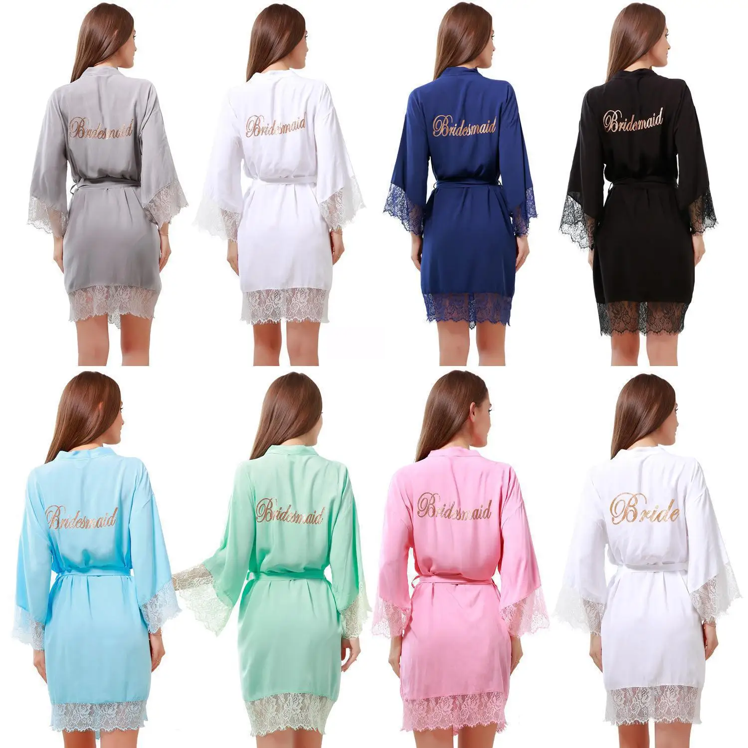 

Sexy Lace Bride Bridesmaid Wedding Bathrobe Gown High Quality Women Cotton Home Dress Classic Marriage Robe Nightgowns Sleepwear