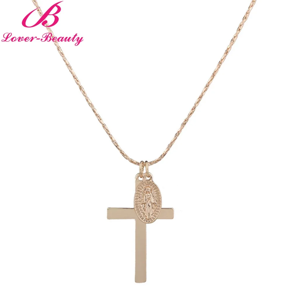 Lover Beauty Trendy Cross Pendant Necklace Women Gold Wlp Zircon Choker Necklace Fashion Holiday