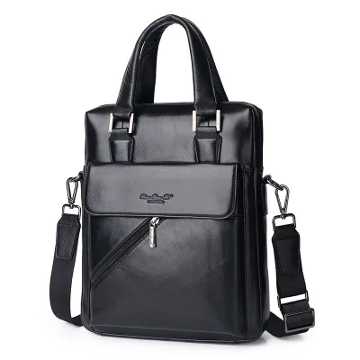 Мужской портфель из натуральной кожи, сумка-мессенджер на плечо, сумка для путешествий, сумки для ноутбука для мужчин, мужской деловой портфель, мужские сумки - Цвет: black