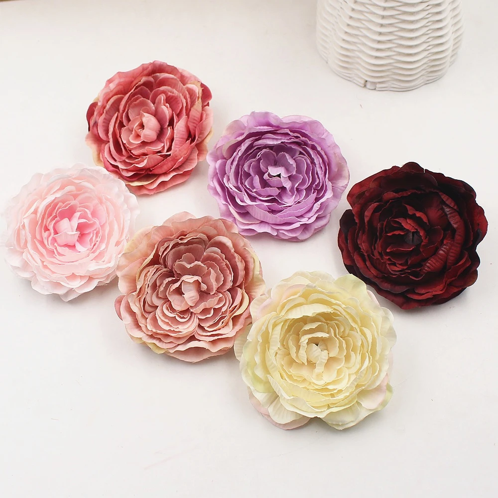 

5pcs/lot 8.5cm Peony Flower Heads Silk Artificial Flower High Quality Wedding Decoration DIY Garland Scrapbook Gift Box Flowers