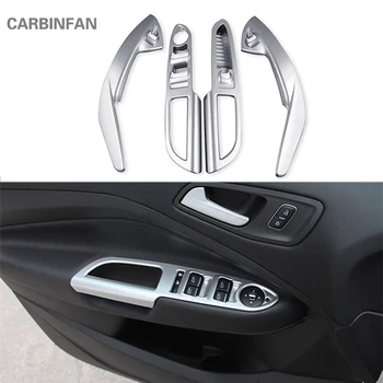 

4PCS/Set Car Styling ABS matte Door windows lift button sticker Cover Trim Stickers for FORD KUGA 2017 Accessories C440