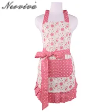 Neoviva, хлопковый Кухонный Фартук с карманом для женщин, Водонепроницаемая подкладка, с цветочной призмой, розовый кухонный фартук, фартук Avental Cozinha