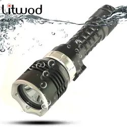 Litwod Z20 супер яркий светодио дный Дайвинг фонарик факел высокого XML L2 Профессиональный Дайвинг linternas под Водонепроницаемый для плавания