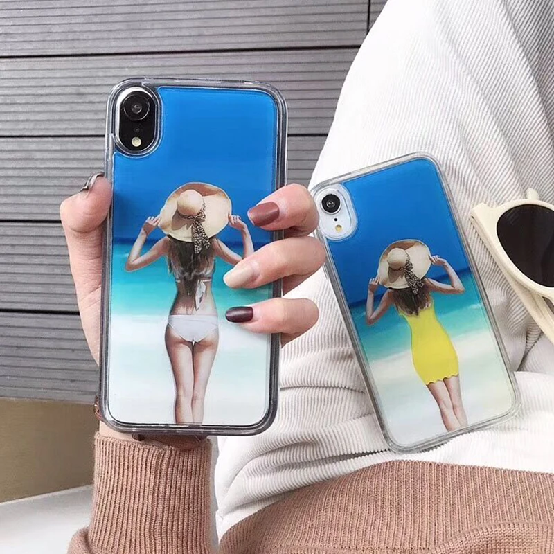 

Zxtrby Funny liquid beach beauty pattern phone case for iphone 6 6s 7 7plus 8 8plus X XS XR XS MAX Back Cover Coque Capa