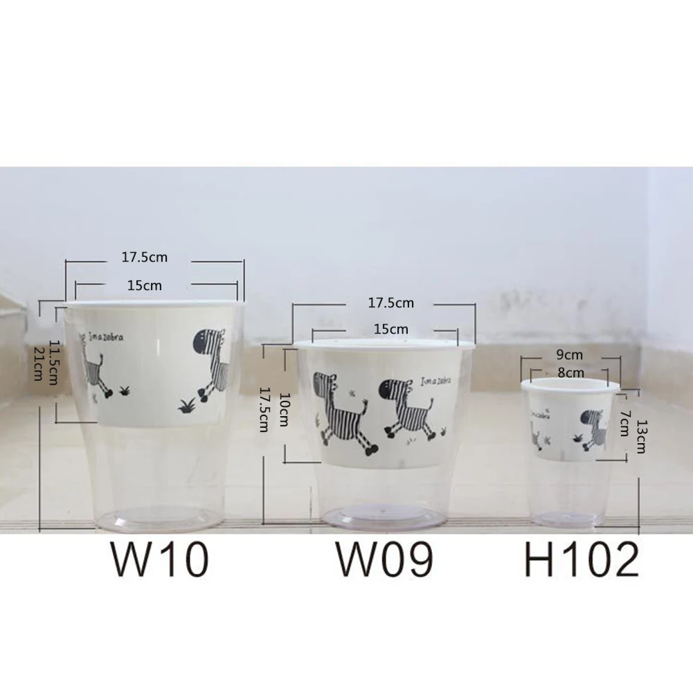 Милый зебра прозрачный самостоятельный цветочный горшок с системой полива цветочный горшок для домашнего садового декора автоматический водопоглощающий Прозрачный цветочный горшок