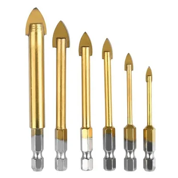 

ANENG 6Pcs Ceramic Tile Glass Titanium Plated Drill Bits 1/4" Hex Shank Set Power Tools Accessories4/ 5/ 6/ 8/ 10/12mm
