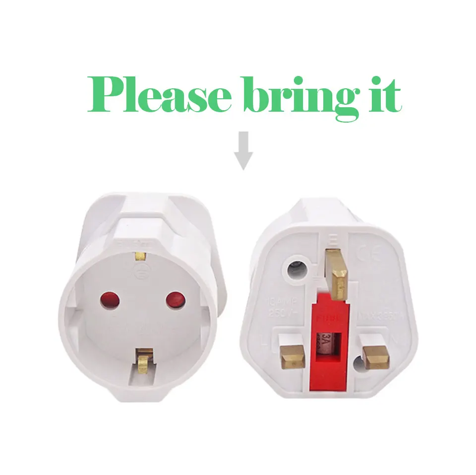 1 PC European 2 Pin to UK 3 Pin Plug Adaptor Euro EU Travel Mains Adapter Converter European Power Adapters For Phone Charging (3)