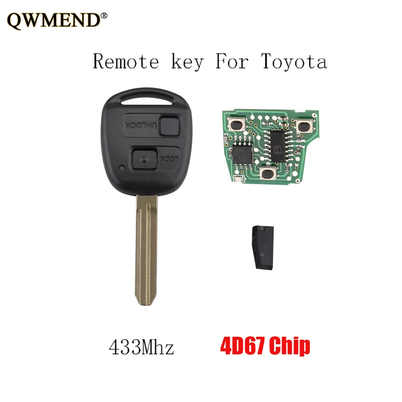 QWMEND 2 кнопки дистанционного ключа автомобиля для Toyota Camry Prado Corolla 2003 2004 2005 2006 2007 2008