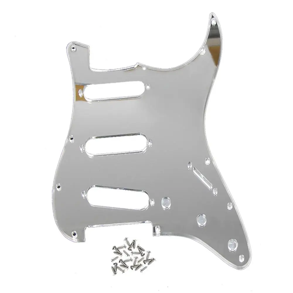 FLEOR 1 шт. зеркальная Гитара Pickguard 11 отверстий Страт гитара sss царапина пластина w/Pickguard винты для FD ST - Цвет: Silver Mirror