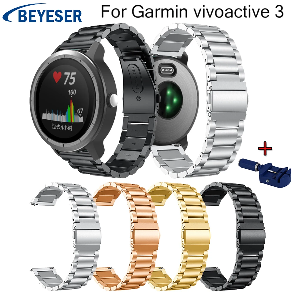 

Stainless steel Strap for Samsung Gear S2 watchband Replacement Metal bracelet Strap for Garmin Vivoactive3 watchstrap watchbelt