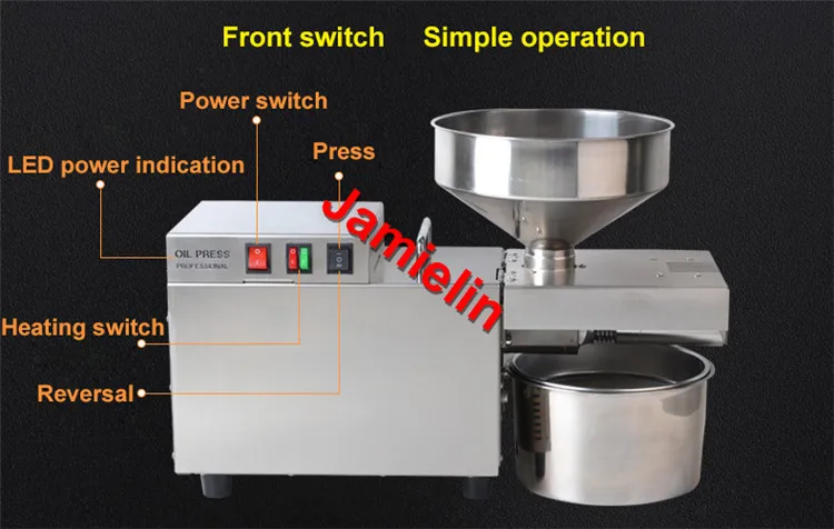 Jamielin Коммерческая масляный прес из нержавеющей стали автоматическое Домашнее использование холодной и горячей маслоотжимная машина масло пресс-расширитель
