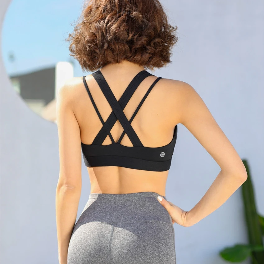 

Eshtanga yoga sports bra Women Tank Tops Fitness Shock Proof Quick Dry Backless Cross Tanks Bra Size XS-XL Free shipping