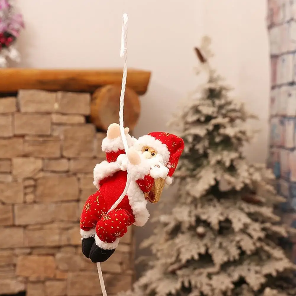 

30cm Santa Claus Climbing Rope Hanging Ornament Funny Christmas Gift Market Showcase Decoration