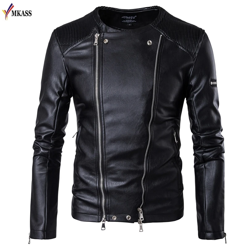 Men Leather Jackets Black Pu Leather Coat Men