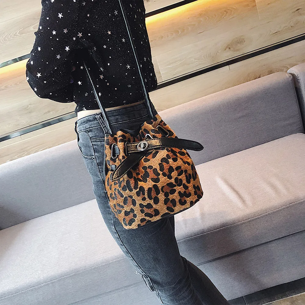 Женские сумки, плюшевая сумка на плечо с леопардовым принтом, высокое качество, повседневная сумка-мессенджер через плечо, сумка-мешок, Bolsos