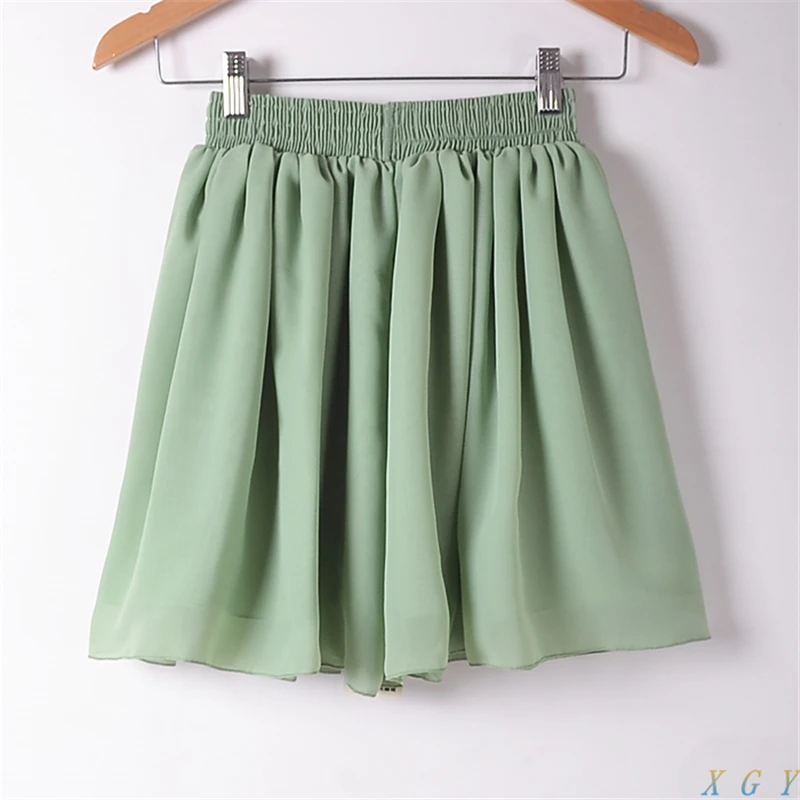 Summer Cool Style Fresh Summer Chiffon Half length Mini Skirt Pleated ...