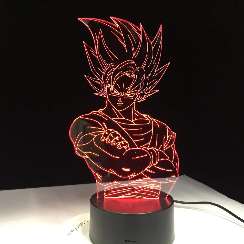 Для детей Dragon Ball Z Vegeta Супер Saiyan светодиодный светильник супер Сон Гоку Led Настольная лампа Luces Navidad с сенсорным/дистанционным управлением