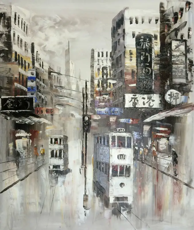 Hand Painted Canvas Knife Oil Painting Abstract Hong Kong ...
