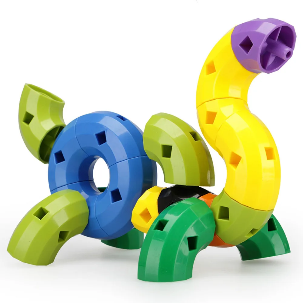 

Y14266  Multi-function Rotating Stereoscopic Barreled 50Pcs Plastic Building Blocks DIY Assembling Educational Toy For Children