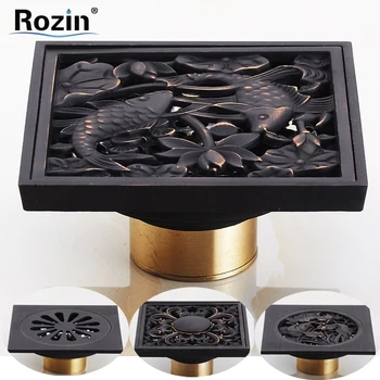 

Free Shipping Square Deodorant Floor Waste Drain Strainer Blackened Bronze 10cm Floor Cover Sink Grate Shower Floor Drain