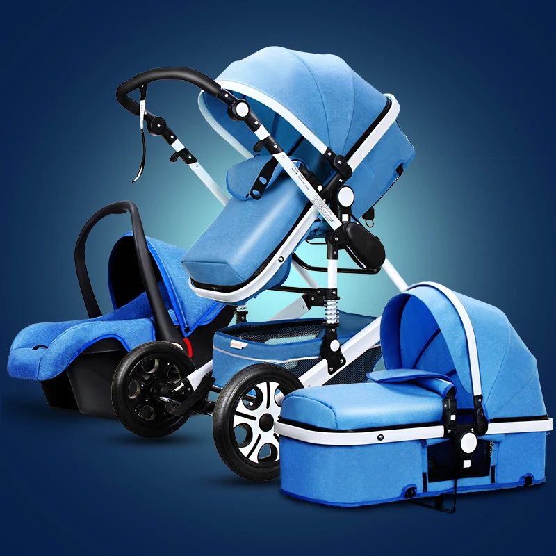 С высоким обзором коляска 3 в 1 Deluxe дорожная коляска Туалет корзина детское автокресло и коляска